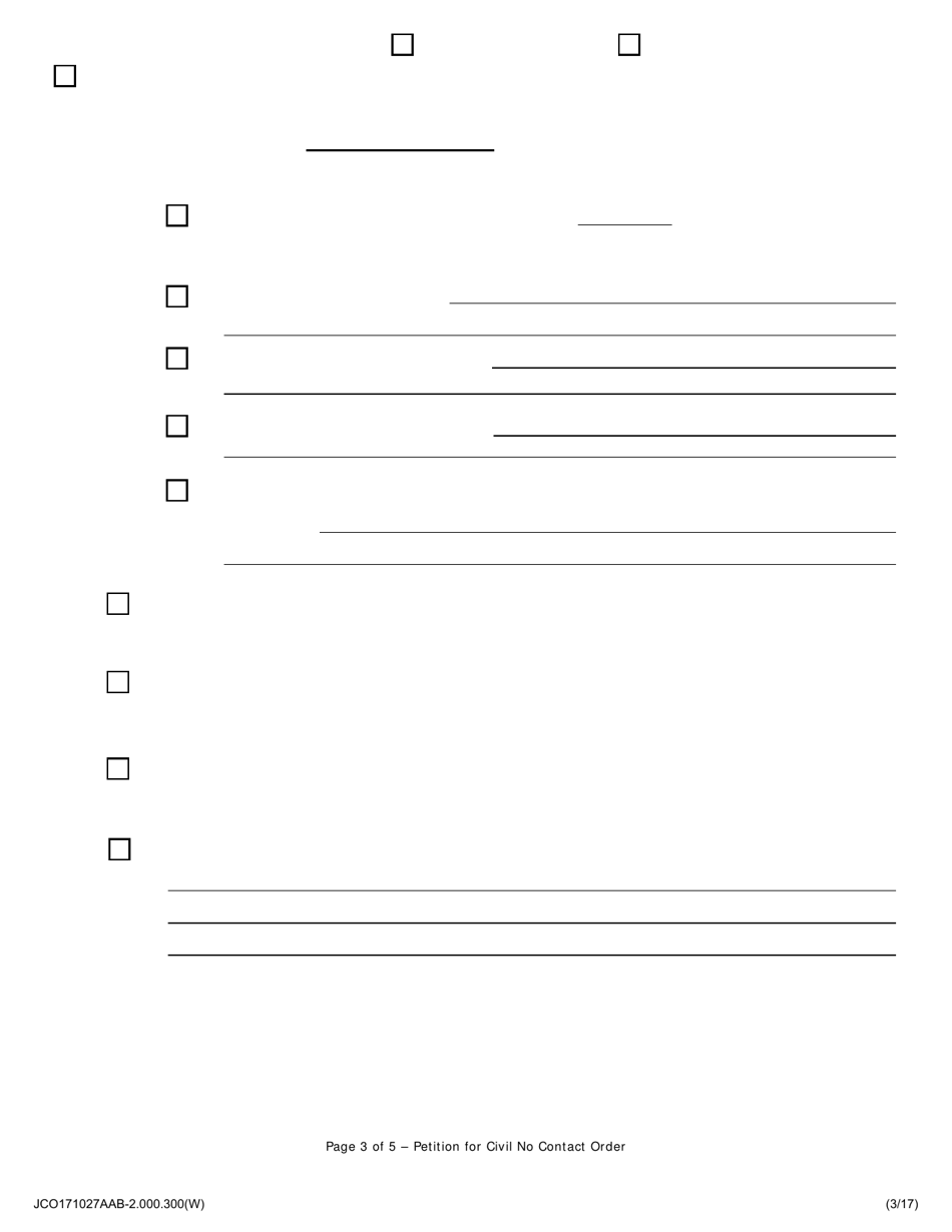 Verified Petition for Civil No Contact Order (Sexual Conduct and / or Penetration) - Jackson County, Illinois, Page 3