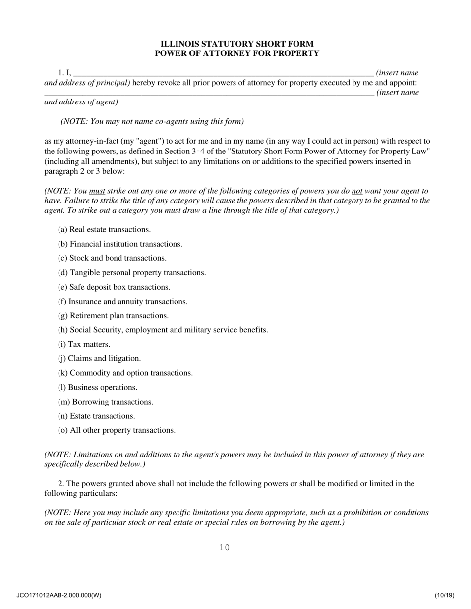 Illinois Statutory Short Form Power of Attorney for Health Care - Jackson County, Illinois, Page 10