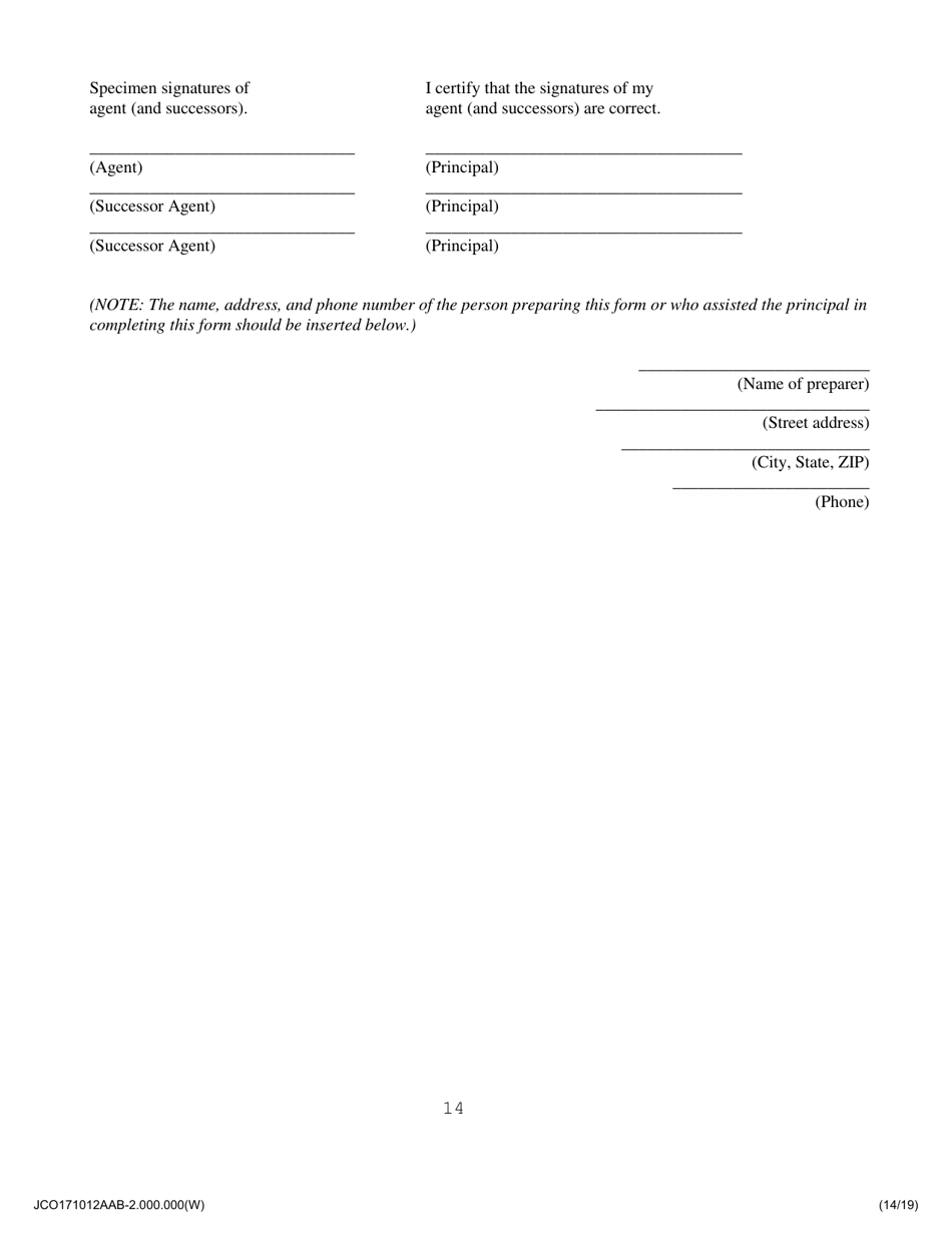Illinois Statutory Short Form Power of Attorney for Health Care - Jackson County, Illinois, Page 14