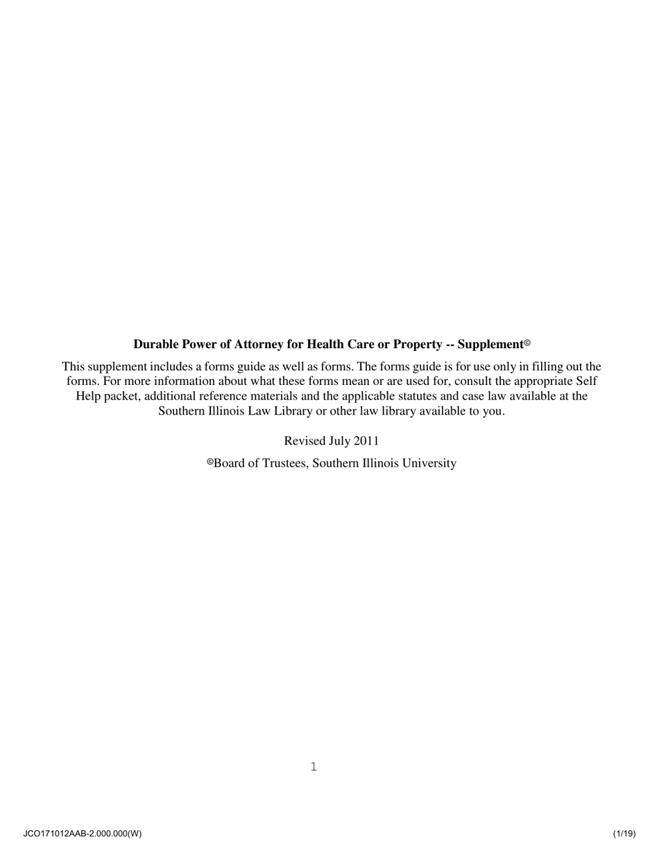 Illinois Statutory Short Form Power of Attorney for Health Care - Jackson County, Illinois, Page 1