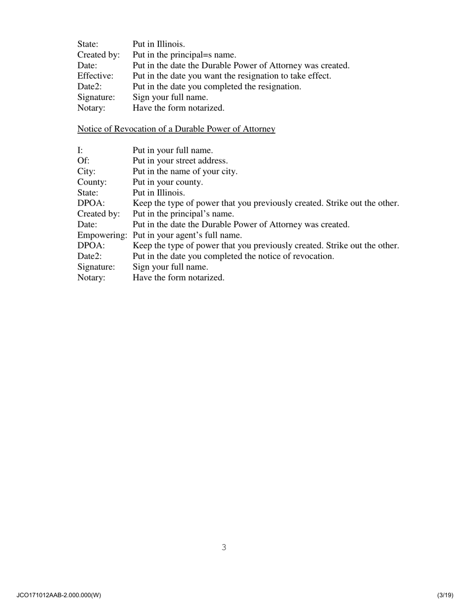 Illinois Statutory Short Form Power of Attorney for Health Care - Jackson County, Illinois, Page 3