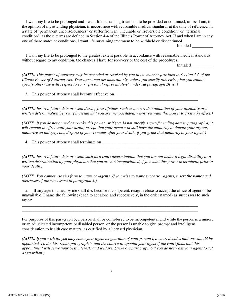 Illinois Statutory Short Form Power of Attorney for Health Care - Jackson County, Illinois, Page 7