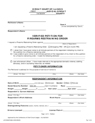 Document preview: Verified Petition for Firearms Restraining Order - Jackson County, Illinois