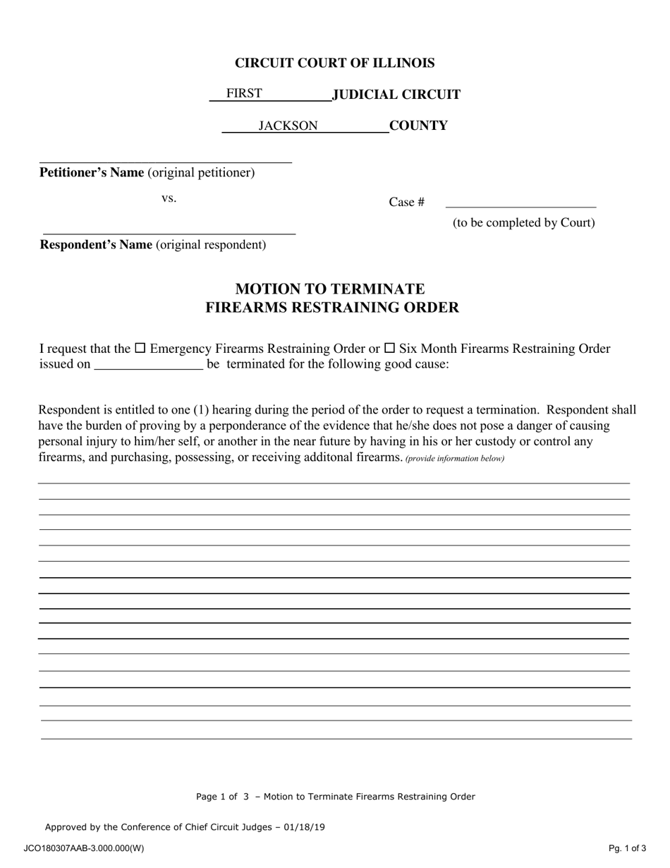 Motion to Terminate Firearms Restraining Order - Jackson County, Illinois, Page 1