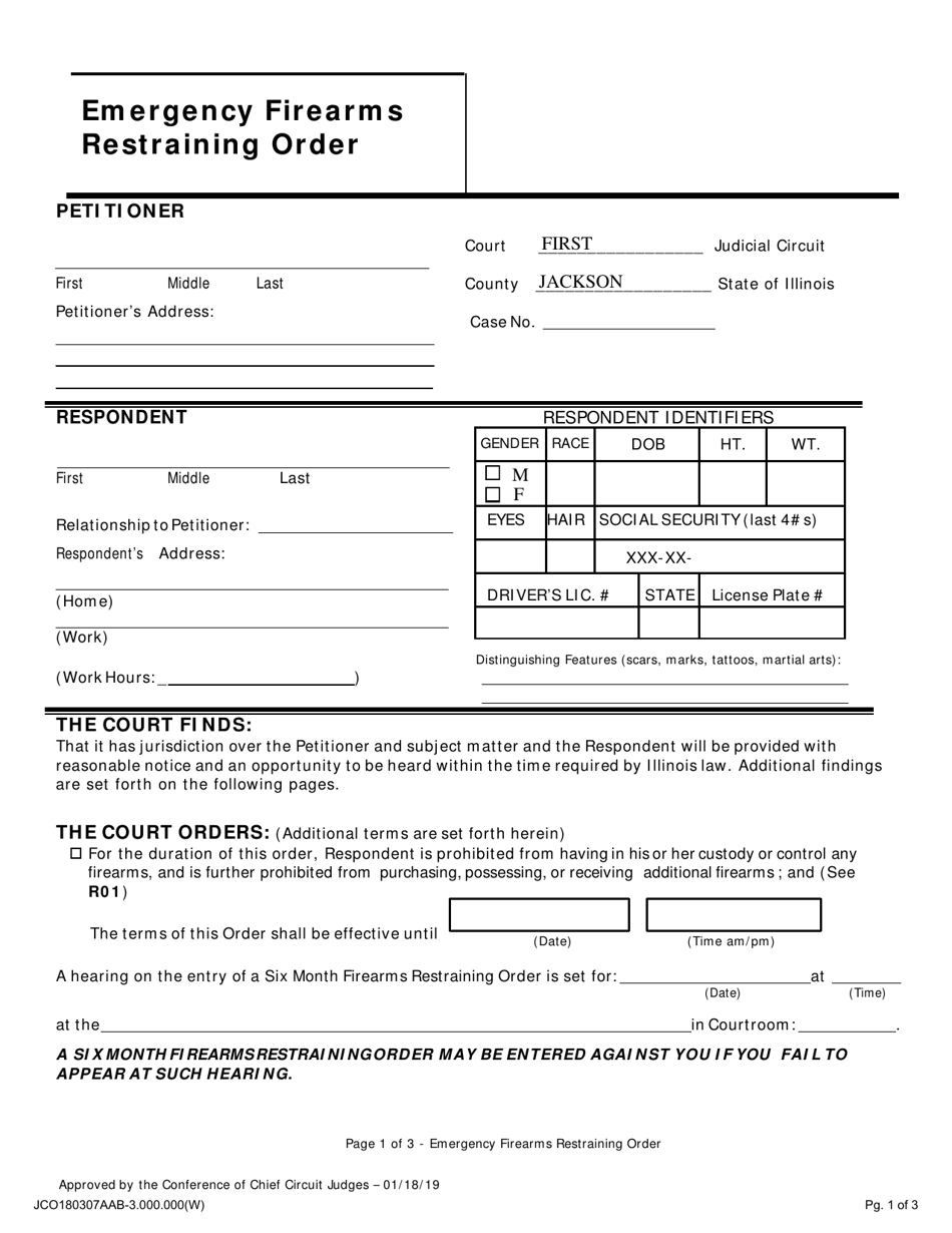Jackson County, Illinois Emergency Firearms Restraining Order - Fill ...