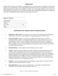 Verified Petition for Stalking No Contact Order - Jackson County, Illinois, Page 4