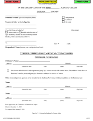 Document preview: Verified Petition for Stalking No Contact Order - Jackson County, Illinois
