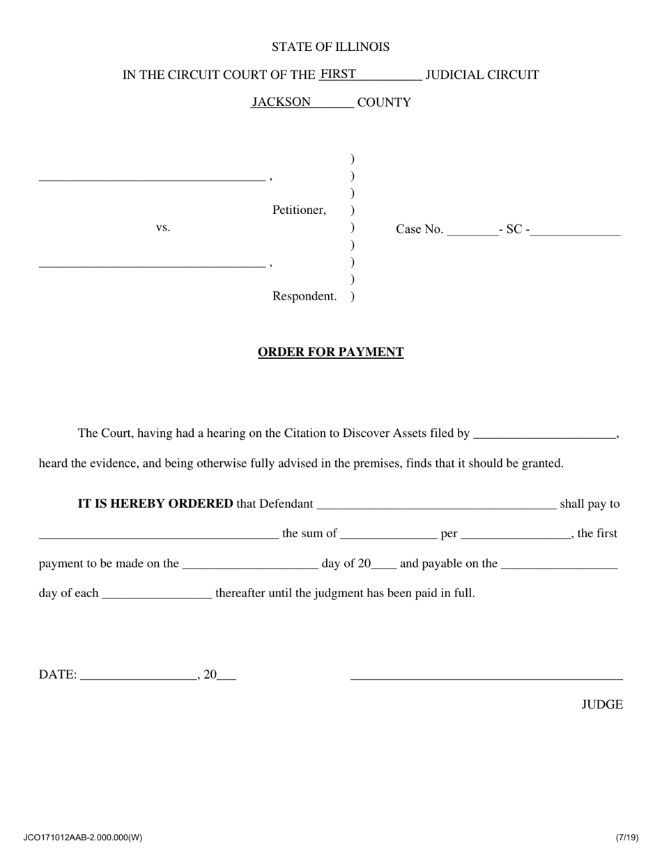 Jackson County, Illinois Order for Payment - Fill Out, Sign Online and ...