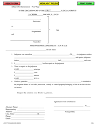 Document preview: Affidavit for Garnishment - Non-wage - Jackson County, Illinois