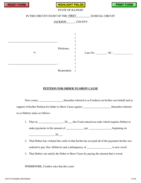 Petition for Order to Show Cause - Jackson County, Illinois Download Pdf