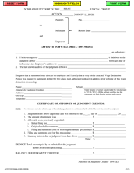 Document preview: Affidavit for Wage Deduction Order - Jackson County, Illinois
