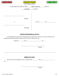 Document preview: Motion for Dismissal of Suit - Jackson County, Illinois