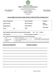 Human Rights Commission Intake &amp; Title VI, Ada &amp; Lep Plan Complaint Form - Onondaga County, New York