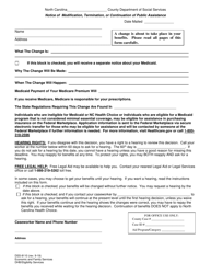 Form DSS-8110 &quot;Notice of Modification, Termination, or Continuation of Public Assistance&quot; - North Carolina