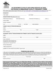Form DHHS-0004 &quot;Haywood Gymnasium Facility Request Form&quot; - North Carolina