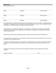 Employment Application - Butler Township, Ohio, Page 4