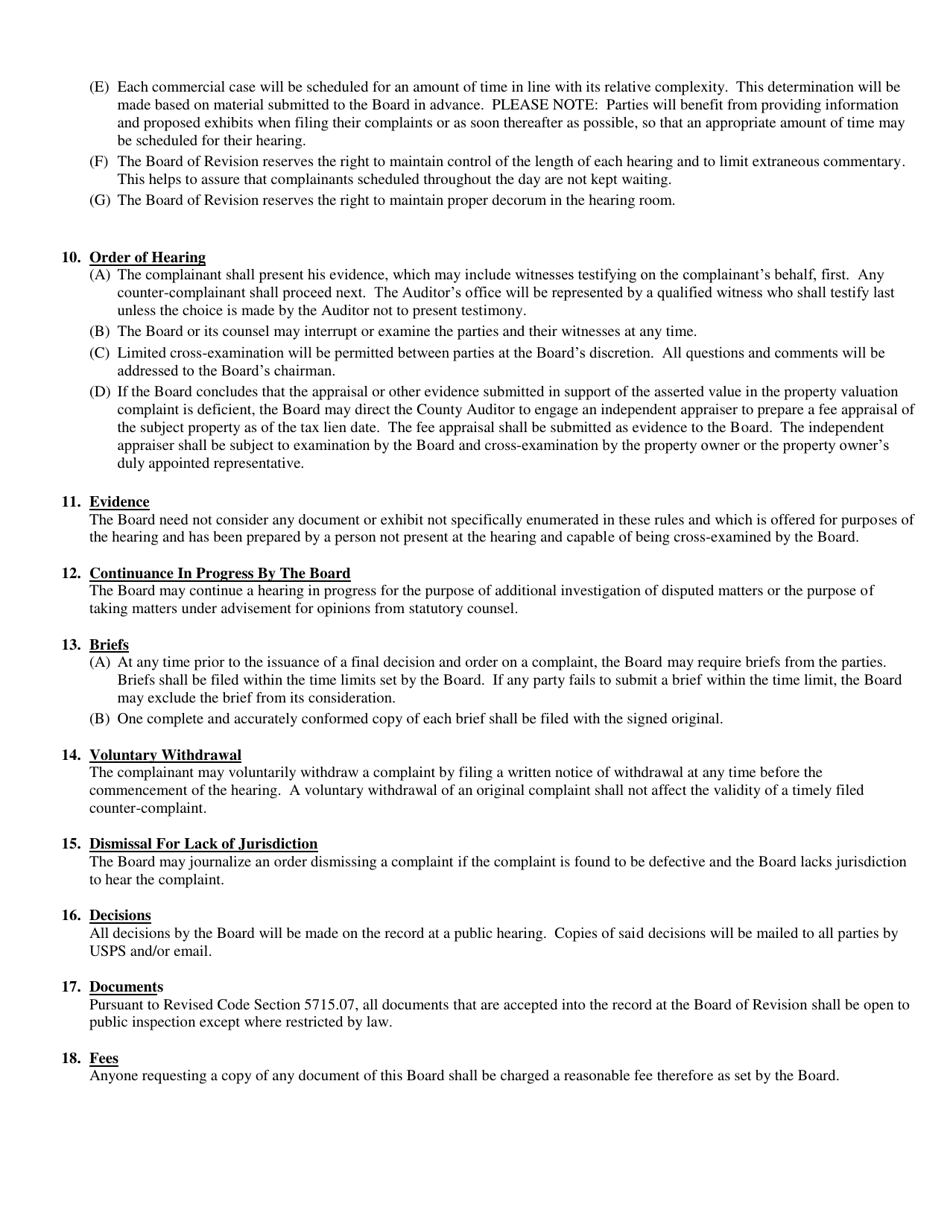 Form DTE1 Complaint Against the Valuation of Real Property - Butler County, Ohio, Page 6