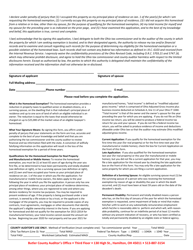 Form DTE105A Homestead Exemption Application for Senior Citizens, Disabled Persons and Surviving Spouses - Butler County, Ohio, Page 2