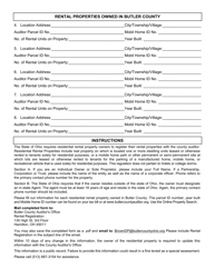 Residential Rental Property Registration Form - Butler County, Ohio, Page 2