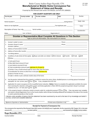 Form DTE100M &quot;Manufactured or Mobile Home Conveyance Fee Statement of Value and Receipt&quot; - Butler County, Ohio