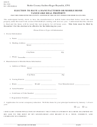 Document preview: Form DTE55 Election to Have a Manufactured or Mobile Home Taxed Like Real Property - Butler County, Ohio
