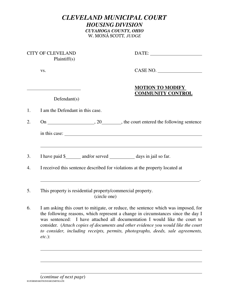 Motion to Modify Community Control - Cuyahoga County, Ohio, Page 3