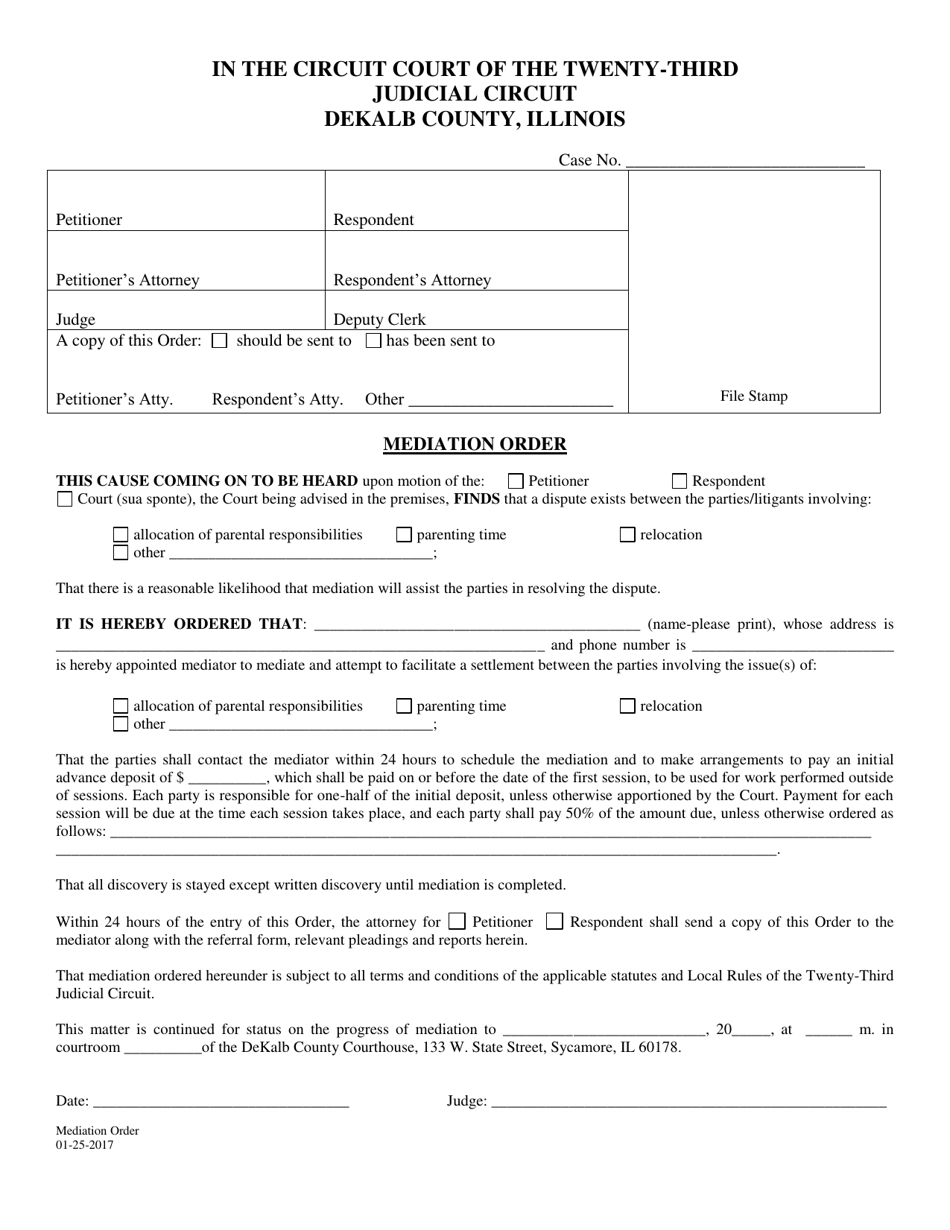 Mediation Order - DeKalb County, Illinois, Page 1