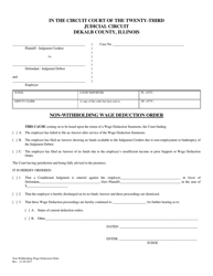 Document preview: Non-withholding Wage Deduction Order - DeKalb County, Illinois