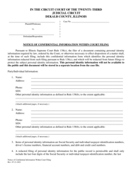 Notice of Confidential Information Within Court Filing - DeKalb County, Illinois