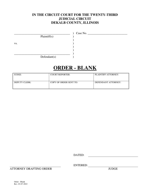 Order - Blank - DeKalb County, Illinois