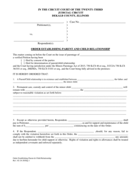 Document preview: Order Establishing Parent and Child Relationship - DeKalb County, Illinois