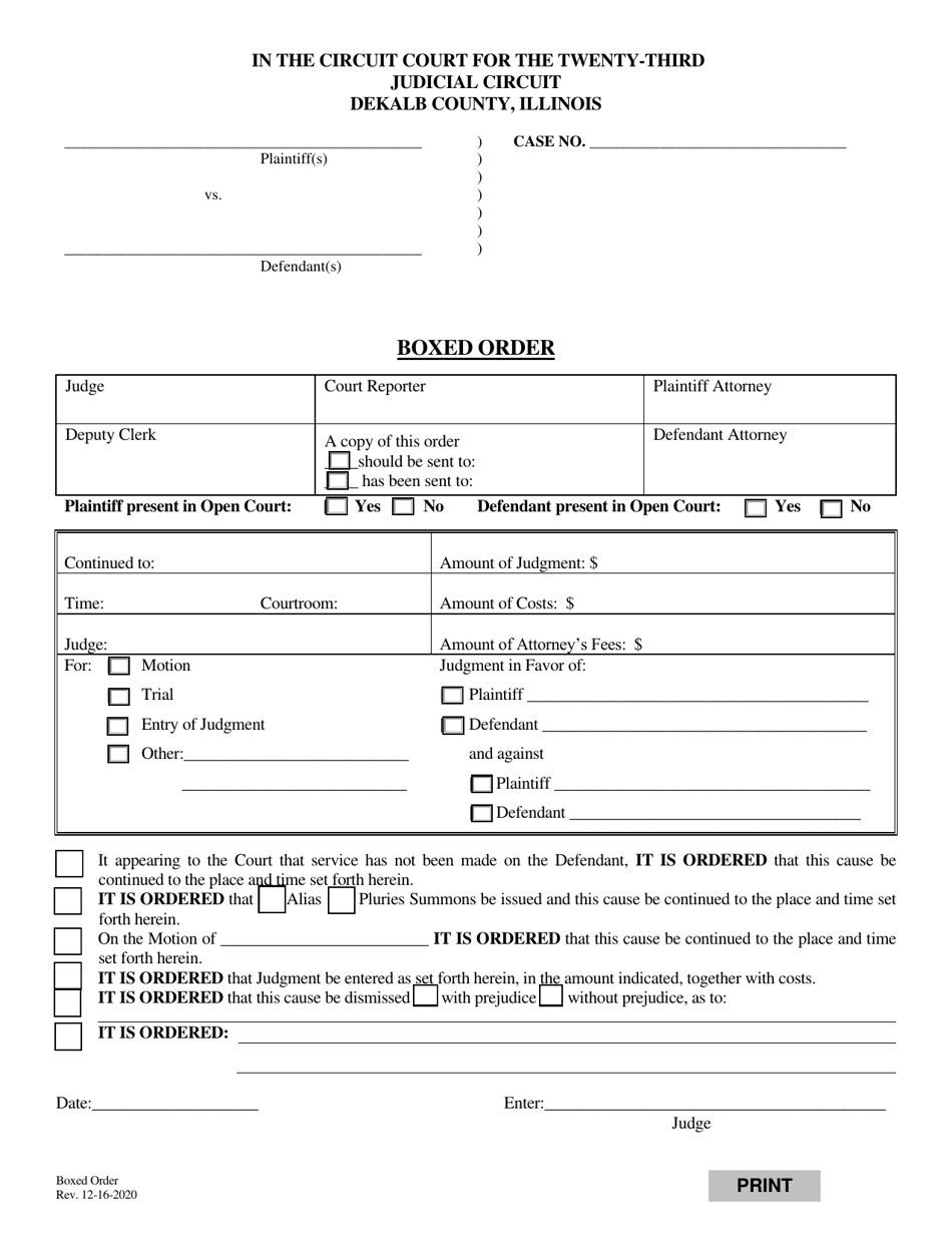 Boxed Order - DeKalb County, Illinois, Page 1