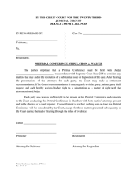 Document preview: Pretrial Conference Stipulation & Waiver - DeKalb County, Illinois