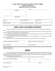 Document preview: Stipulation and Order to Dismiss - DeKalb County, Illinois