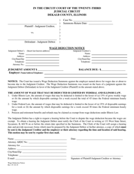 Document preview: Wage Deduction Notice - DeKalb County, Illinois
