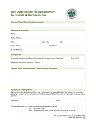 Document preview: Self-application for Appointment to Boards & Commissions - DeKalb County, Illinois
