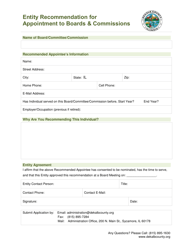 Document preview: Entity Recommendation for Appointment to Boards & Commissions - DeKalb County, Illinois