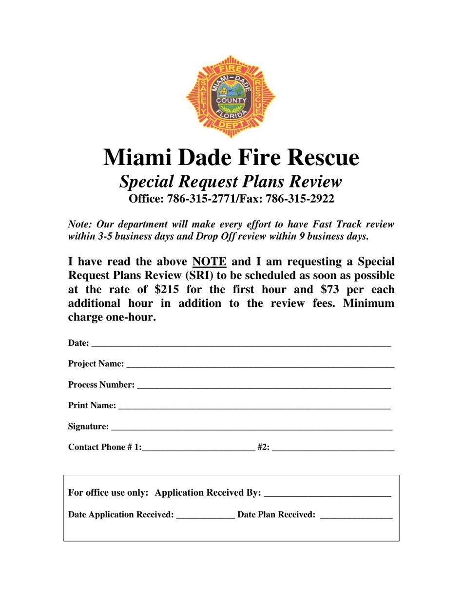 Special Request Plans Review - Miami-Dade County, Florida, Page 1