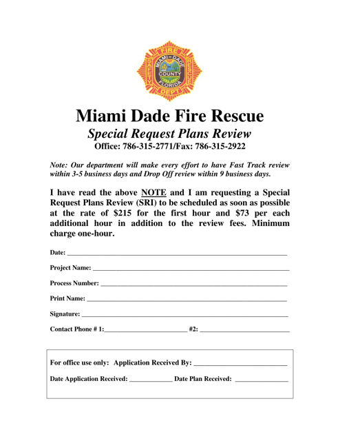 Special Request Plans Review - Miami-Dade County, Florida Download Pdf