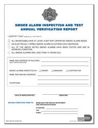Document preview: Smoke Alarm Inspection and Test Annual Verification Report - Miami-Dade County, Florida