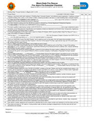 Document preview: Fire Alarm Pre-submittal Checklist - Miami-Dade County, Florida