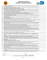 Fire Alarm Pre-submittal Checklist - Miami-Dade County, Florida, Page 2