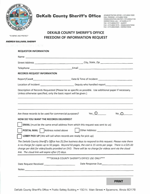 Freedom of Information Request - DeKalb County, Illinois Download Pdf