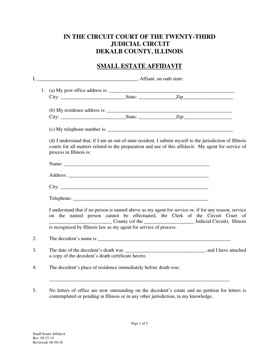DeKalb County, Illinois Small Estate Affidavit - Fill Out, Sign Online ...