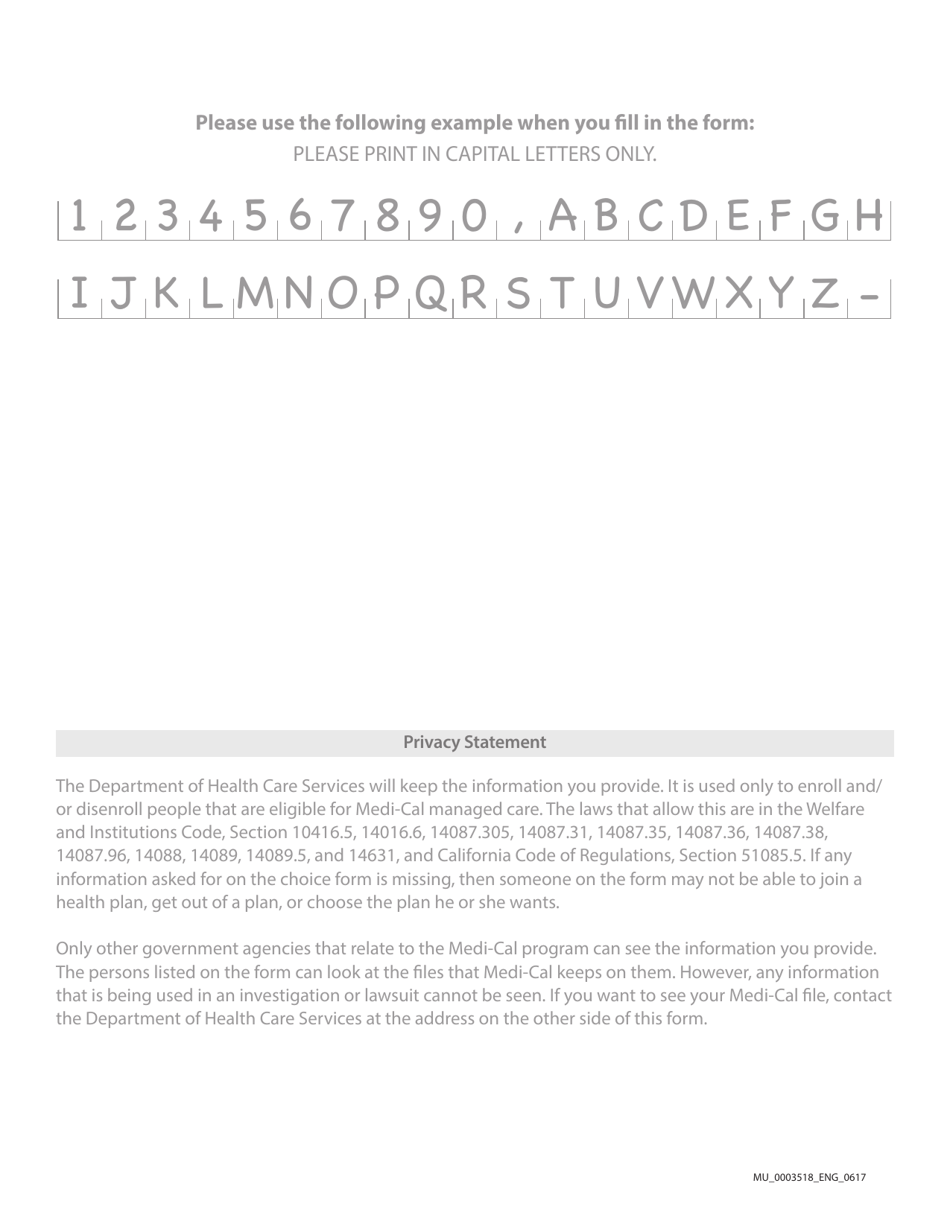 Form LA_0VM3451_ENG Medi-Cal Managed Care Choice Enrollment Form - Medical - Los Angeles County - California, Page 2