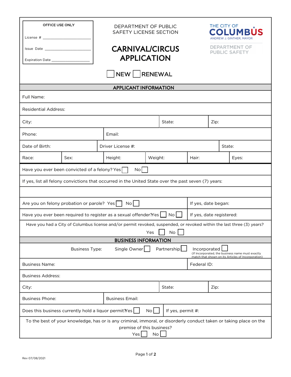 Carnival / Circus Application - City of Columbus, Ohio, Page 3