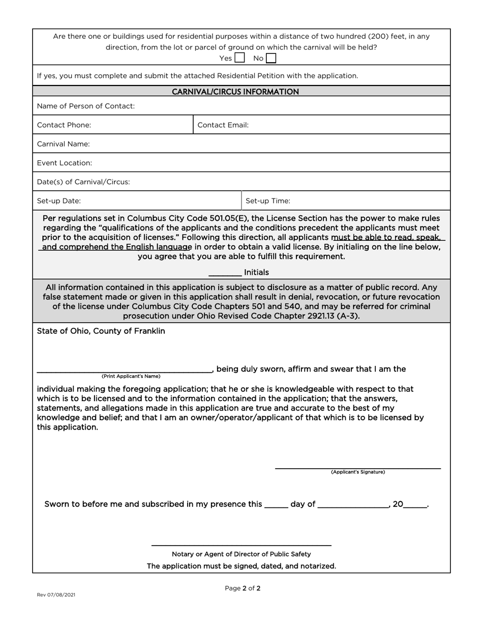 Carnival / Circus Application - City of Columbus, Ohio, Page 4