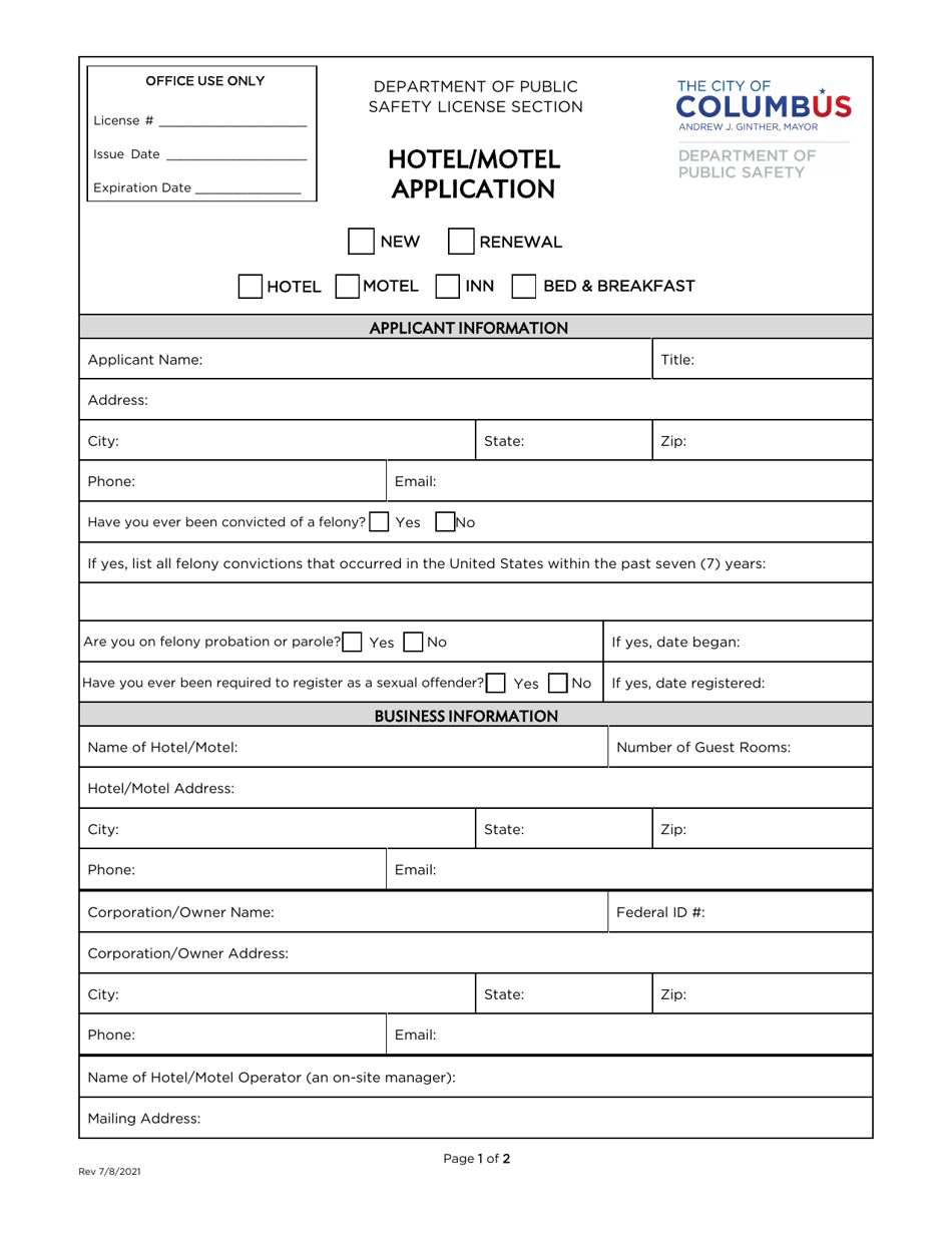 Hotel / Motel Application - City of Columbus, Ohio, Page 3
