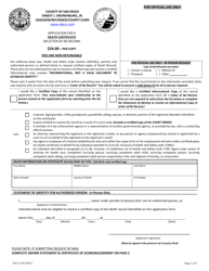 Form V03 Application for a Death Certificate or Letter of No Record - County of San Diego, California