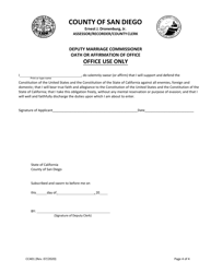 Form CC401 Deputy Marriage Commissioner for a Day - Application in Person - County of San Diego, California, Page 4